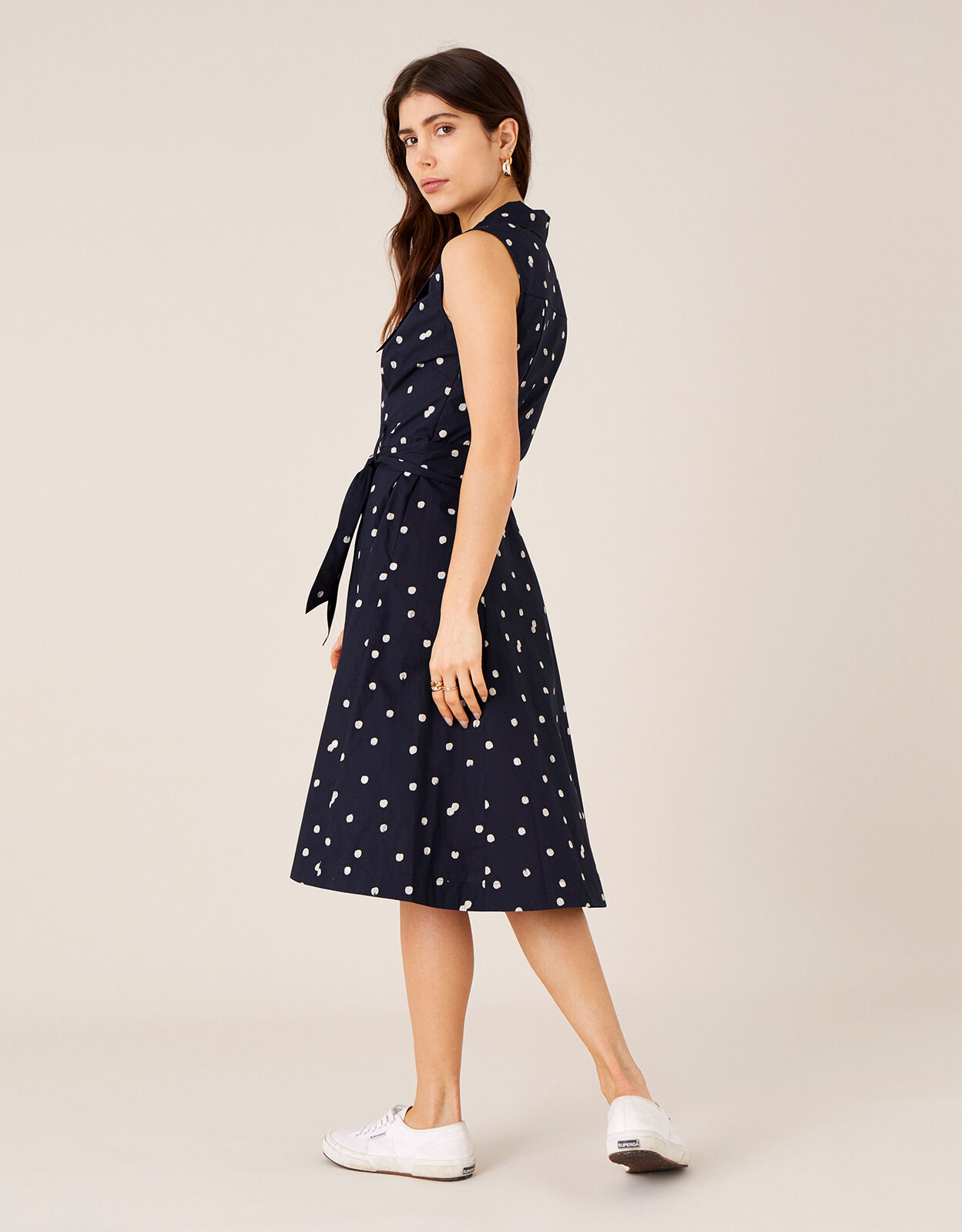 monsoon blue polka dot dress