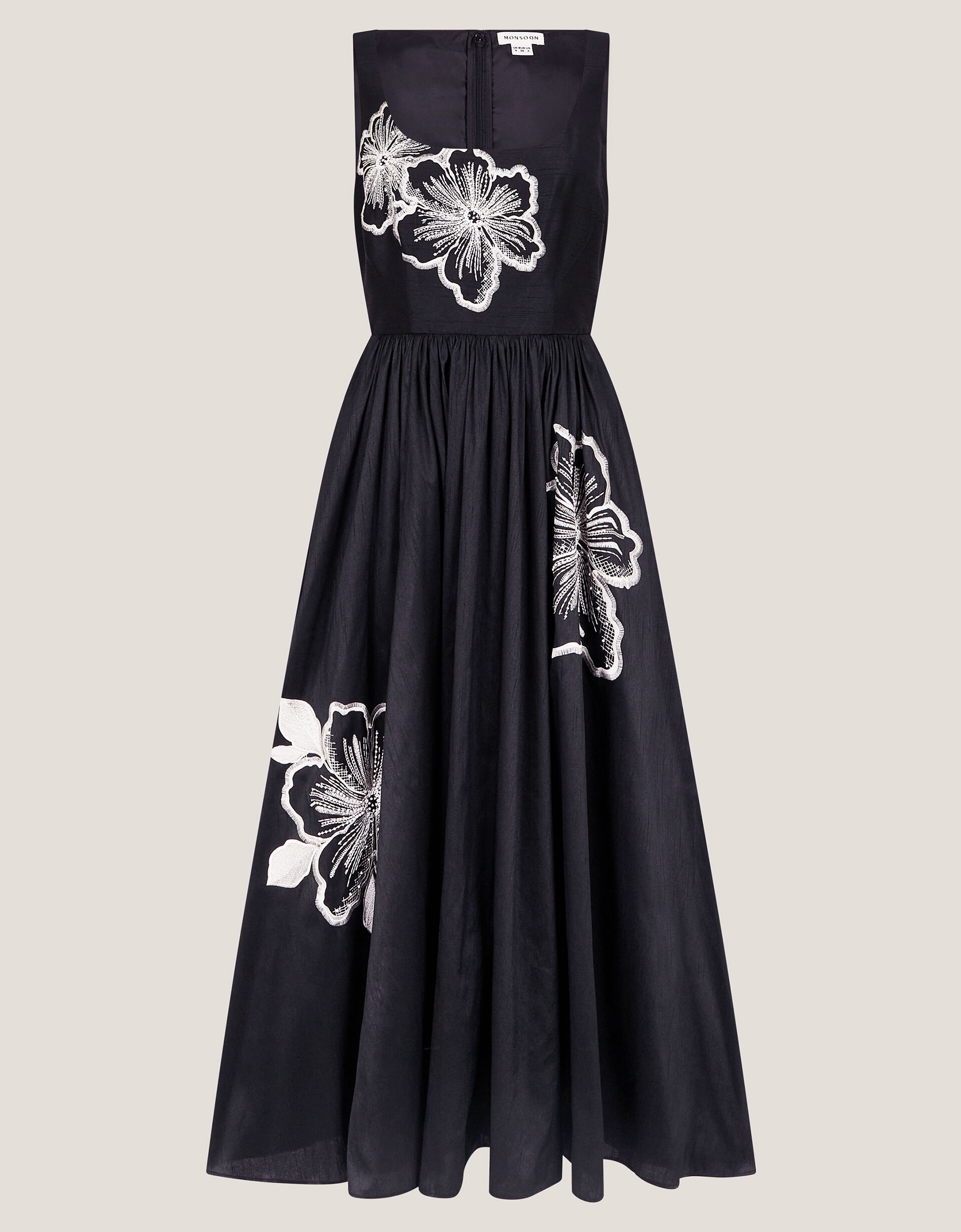 MDS Women Waffle Dress with Embroidered Sleeve - Black - Golden Glades main image 0