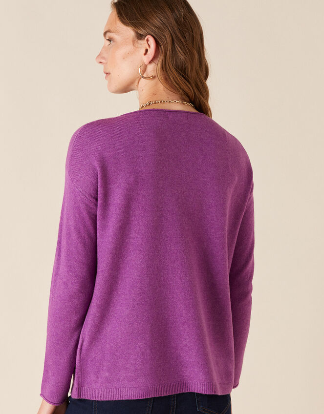 Pocket Detail Knit Jumper, Purple (PURPLE), large