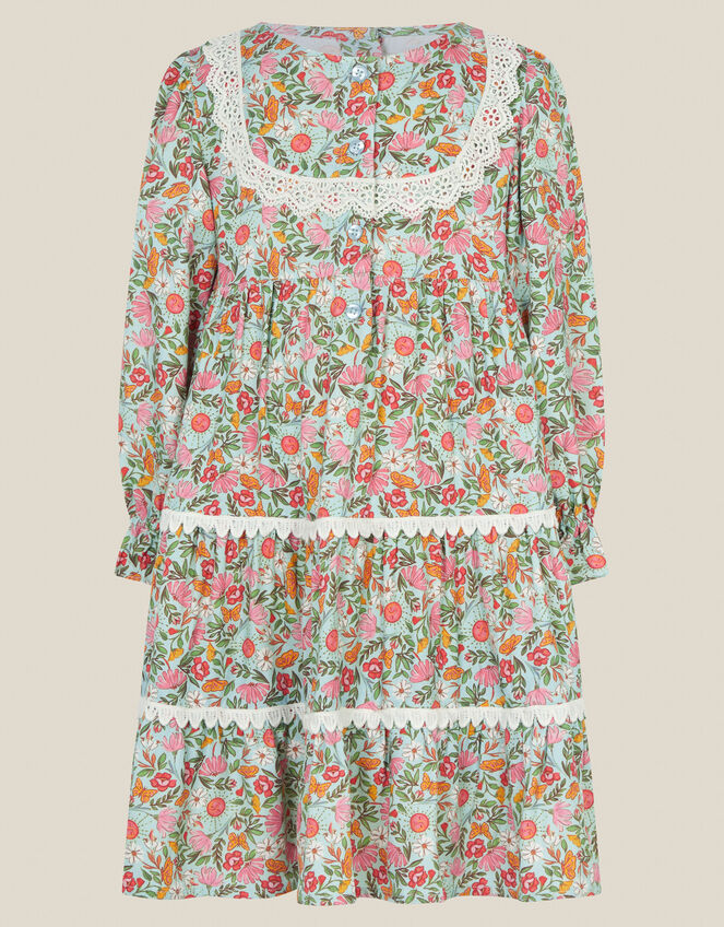 Solstice Print Tiered Dress, Green (GREEN), large