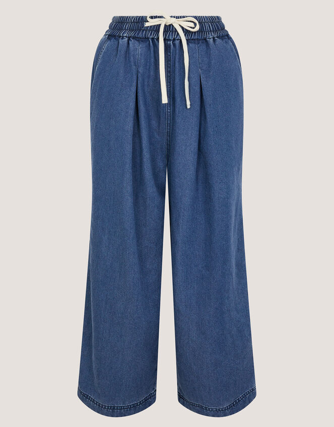 Rhea Tie Front Denim Trousers Blue