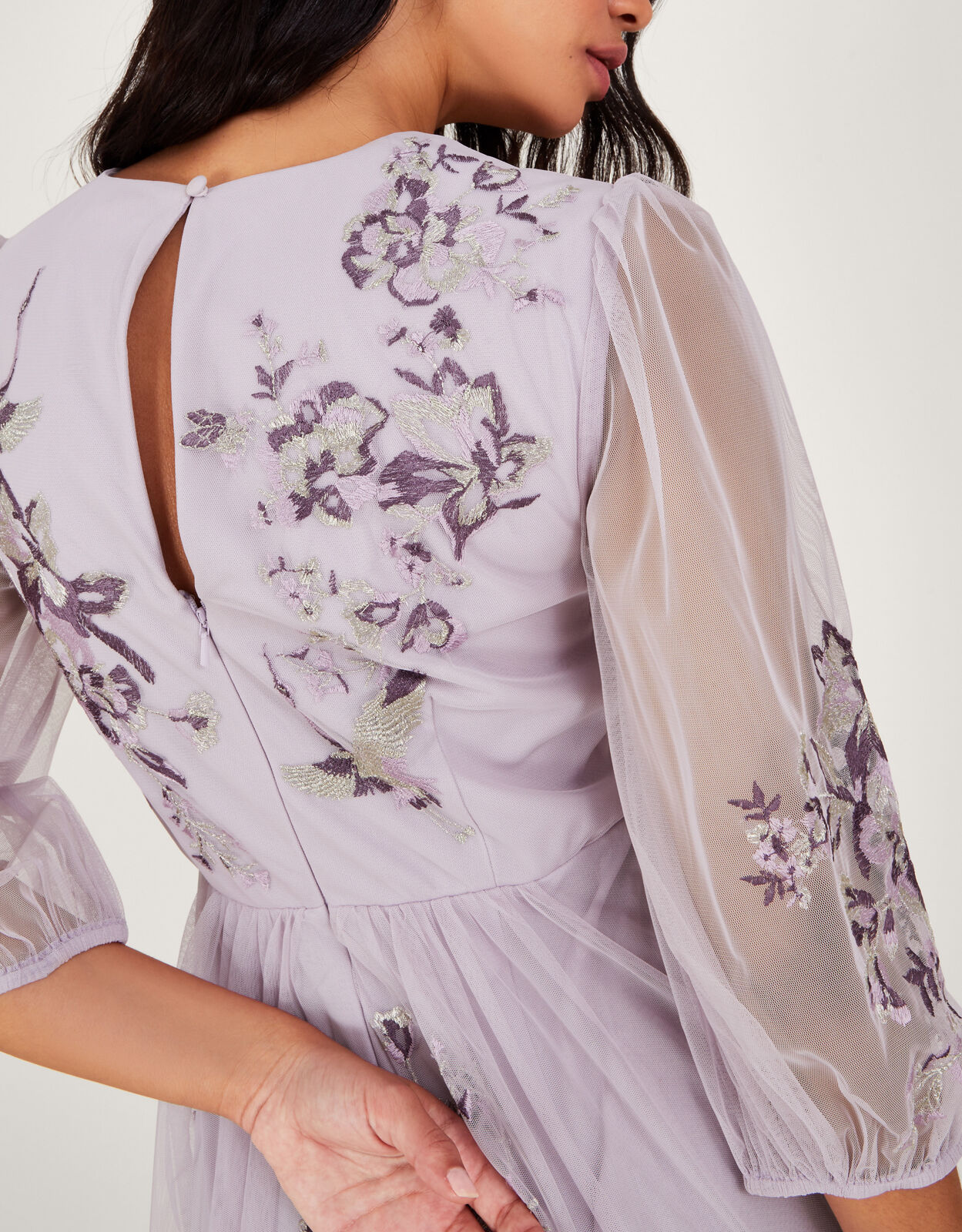 Mauve shop embroidered dress