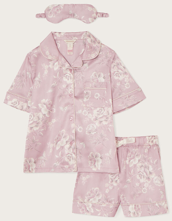 Satin Shirt and Shorts Pjs and Mask Set, Pink (PINK), large