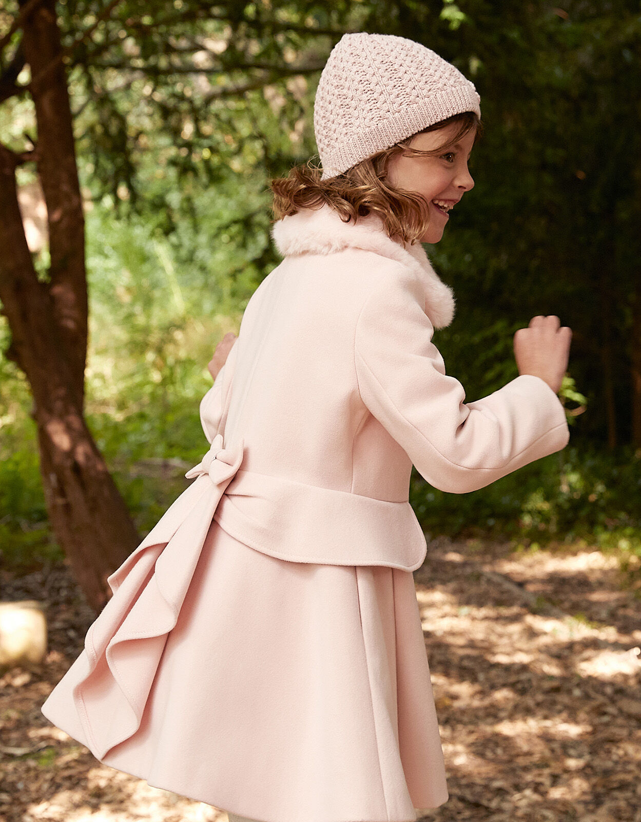 Frill Bow Back Coat Pink Girls Coats Jackets Monsoon UK