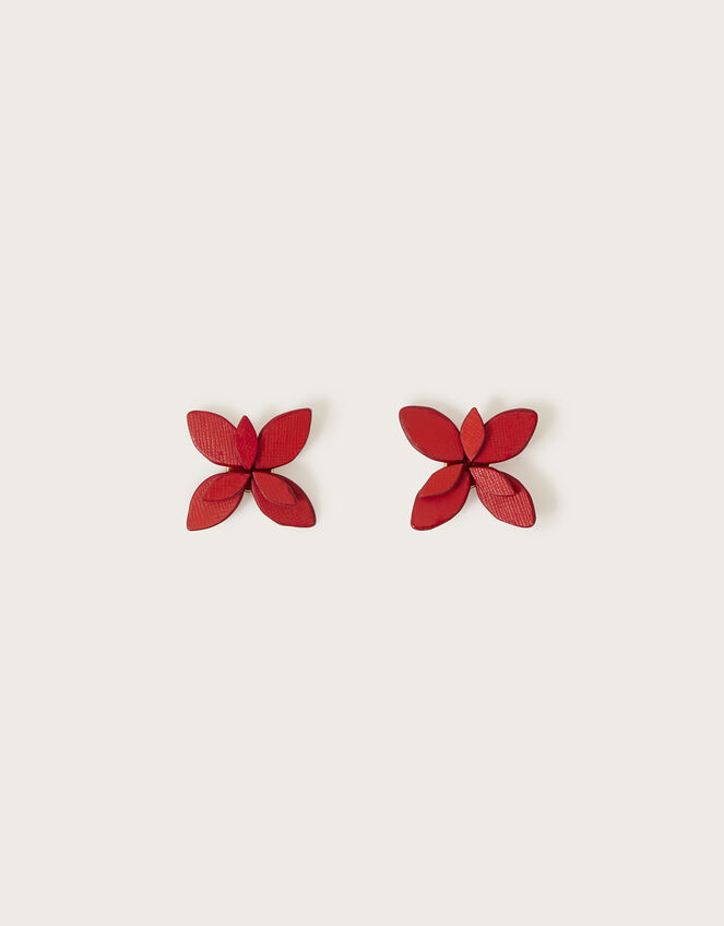 Leather Flower Petal Earrings, , large