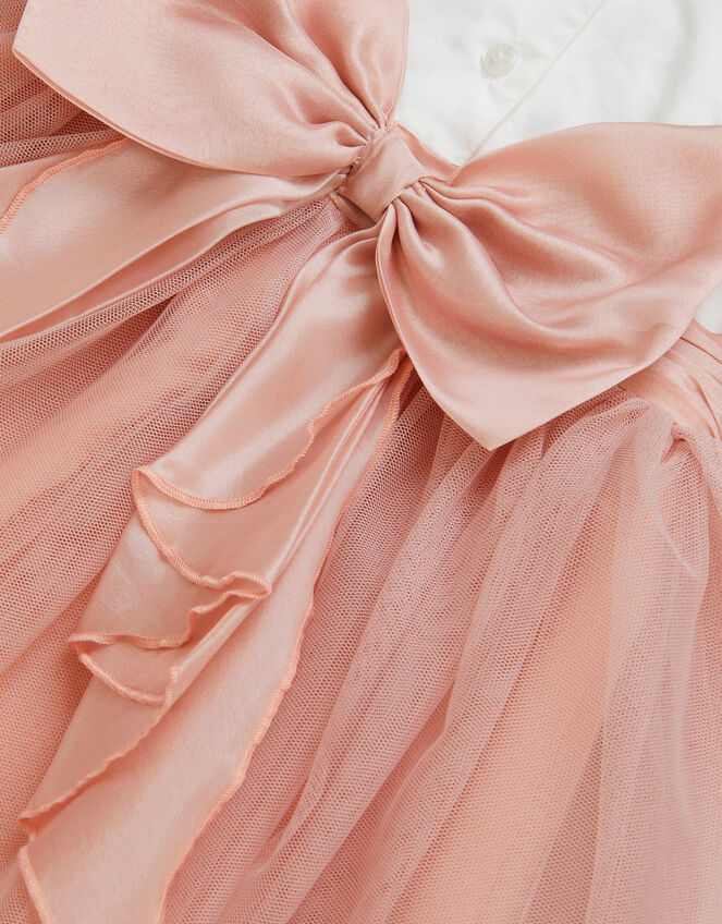 Baby Puff Sleeve Sateen Tulle Party Dress, Pink (PINK), large