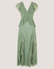 Alda Ruffle Lace Midi Dress, Green (SAGE), large