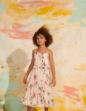 Satin Floral Maxi Dress, Pink (PINK), large