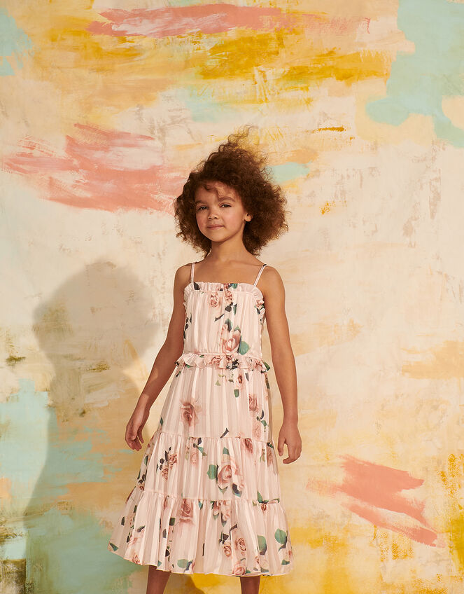 Satin Floral Maxi Dress, Pink (PINK), large