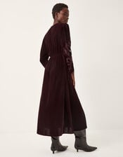 Ezra Embroidered Velvet Midi Dress, Purple (AUBERGINE), large
