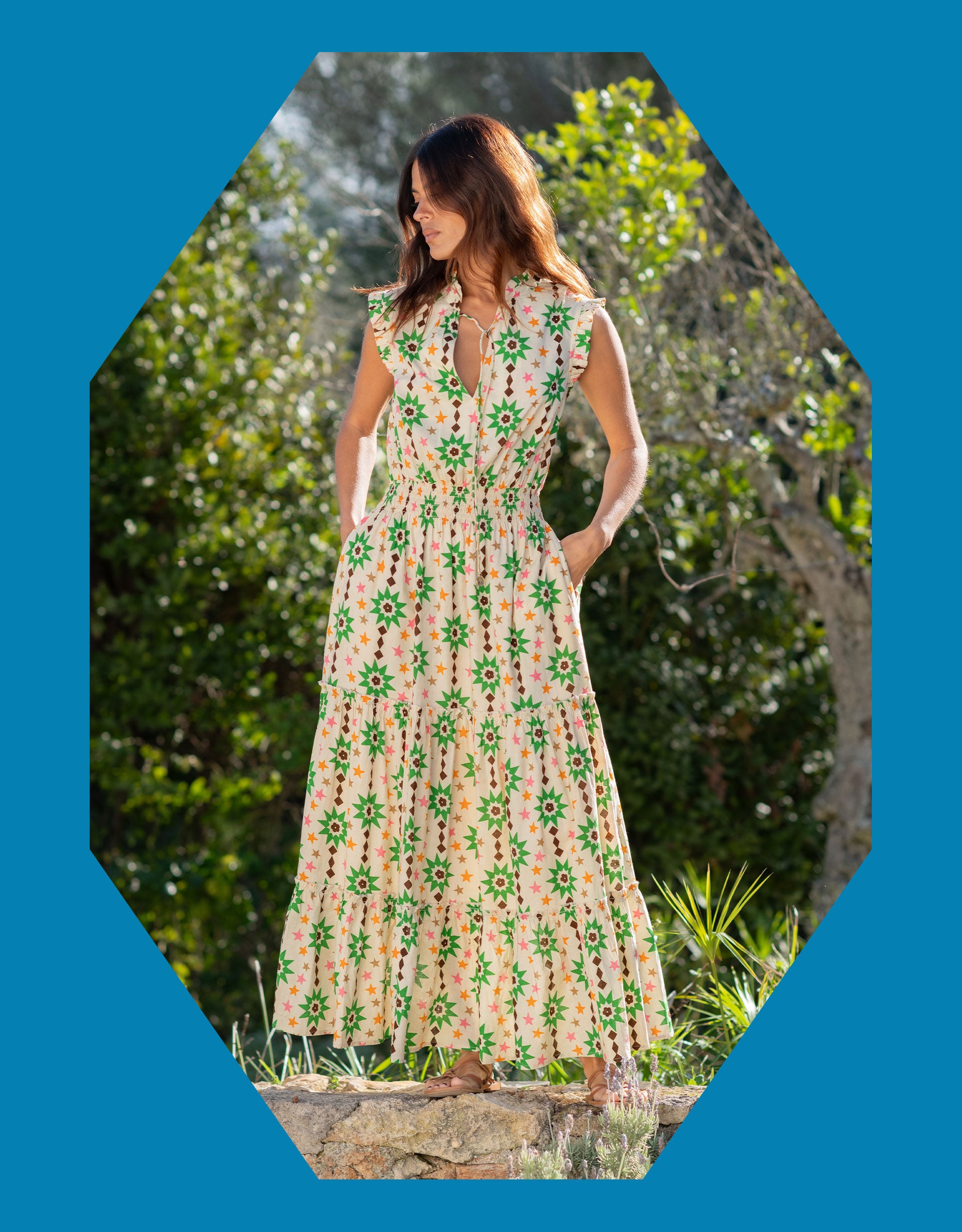 La Galeria Elefante Floral Print Midi Dress Orange