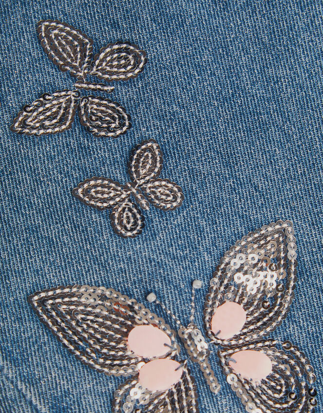 Butterfly Sequin Wide Leg Jeans, Blue (BLUE), large