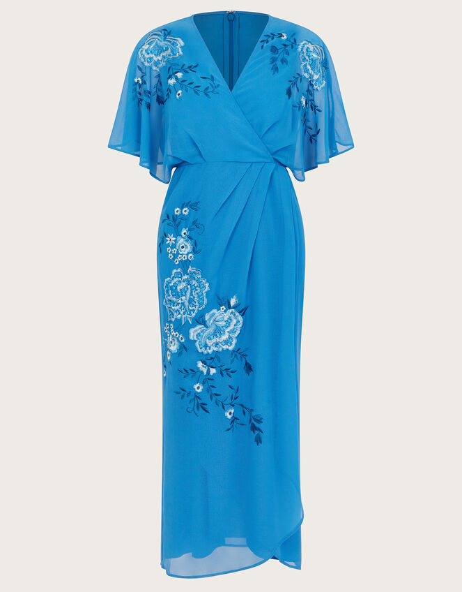 Lyla Floral Embellished Midi Dress, Blue (BLUE), large