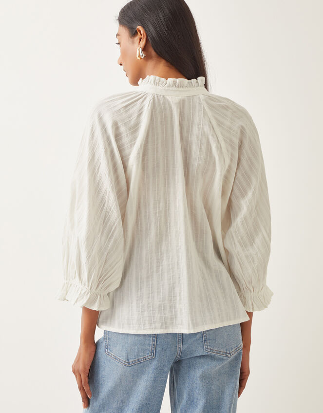Arden Embroidered Cotton Blouse, Ivory (IVORY), large