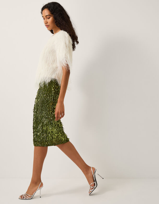 Serenity Sequin Midi Skirt, Green (OLIVE), large