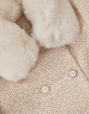 Detachable Collar Tweed Coat, Cream (CREAM), large