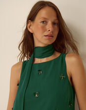 Eva Embellished Maxi Dress & Scarf, Green (DARK GREEN), large