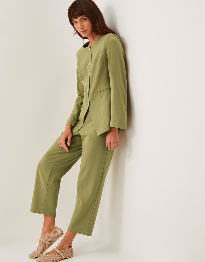 Adeline High-Waisted Suit Trousers, Green (GREEN), large