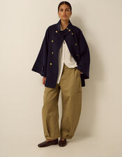 Frida Funnel Neck Cape Coat, Blue (NAVY), large
