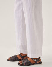 Linen Jolie Short Wide Leg Trousers, White (WHITE), large