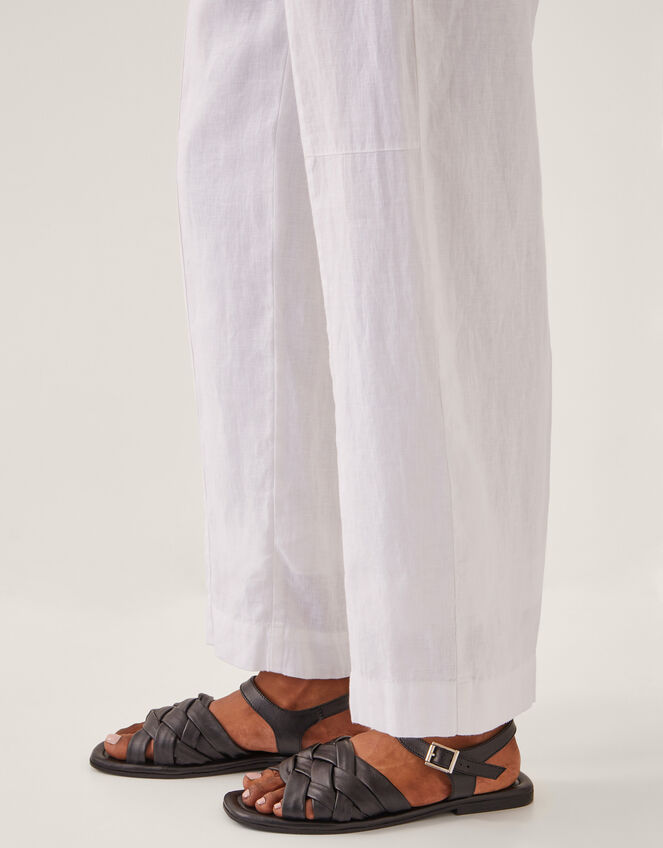Linen Jolie Short Wide Leg Trousers, White (WHITE), large