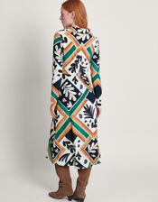 Cadenza Print Jersey Dress, Black (BLACK), large