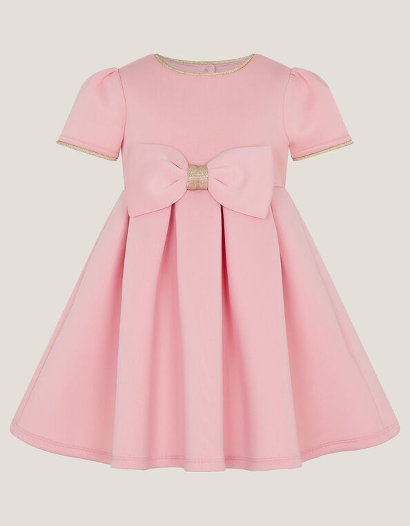 Baby Short Sleeve Bow Dress, Pink (PINK), large