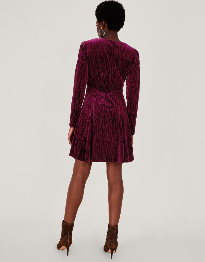 Zahra Velvet Tea Dress, Red (BERRY), large