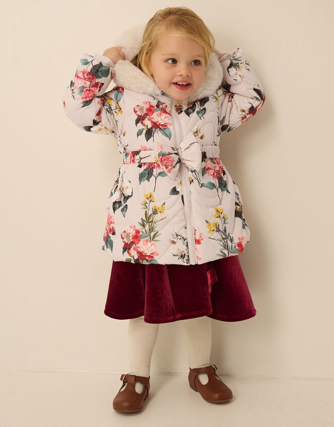 Baby Botanical Print Padded Coat, Ivory (IVORY), large