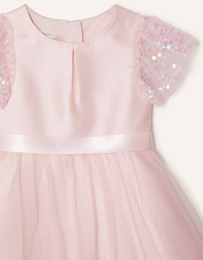 Sequin Duchess Twill High-Low Dress, Pink (PINK), large