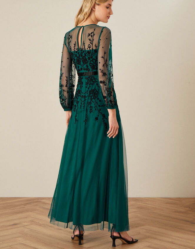 Jane Floral Embellished Maxi Dress, Teal (TEAL), large