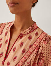 Sibyl Contrast Print Midi Dress, Orange (CORAL), large