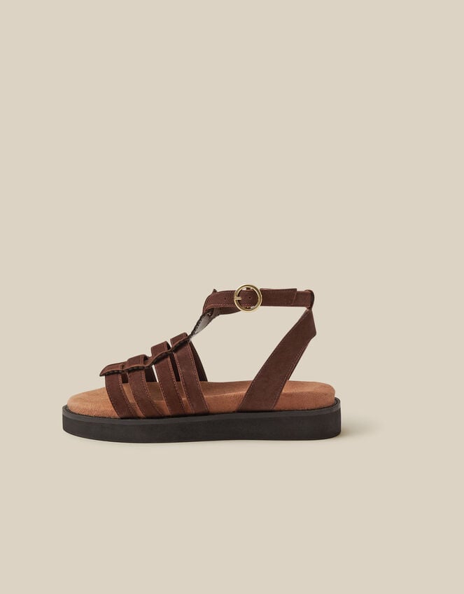Gigi Suede Gladiator Sandals, Brown (CHOCOLATE), large
