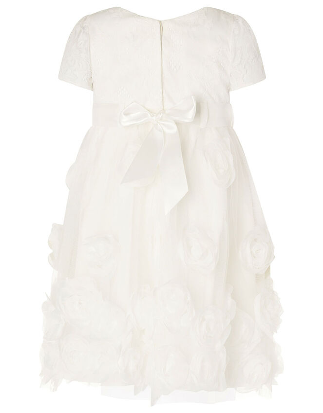 Baby Lace and 3D Rose Christening Dress, White (WHITE), large