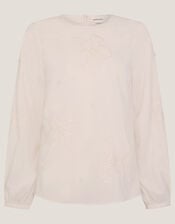Regina Embroidered Floral Blouse, Cream (CREAM), large