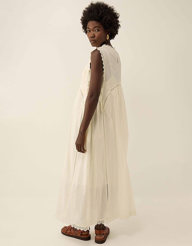 East Winnie Broderie Cotton Dress, White (WARM IVORY), large
