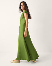 La Galeria Elefante Diamond Ruched Maxi Dress, Green (GREEN), large