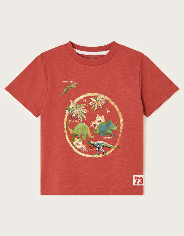Dinosaur Graphic Cotton T-Shirt, Red (RED), large