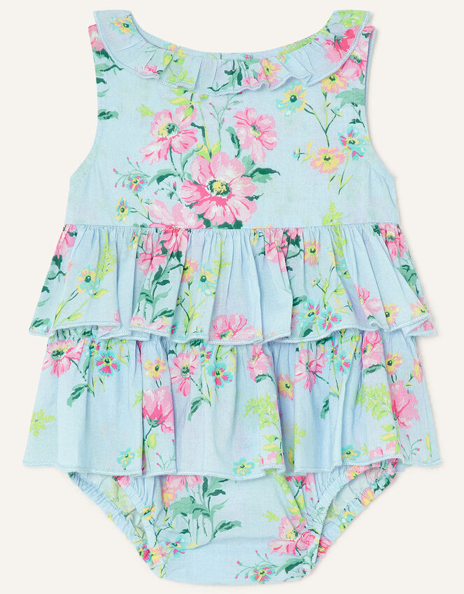 Newborn Ditsy Floral Romper in Sustainable Cotton , Blue (BLUE), large