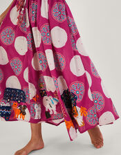 Sunana Batik Embroidered Hanky Hem Skirt, Pink (PINK), large