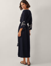 Sophia Embroidered Kaftan Maxi Dress, Black (BLACK), large
