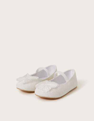 Baby Butterfly Glitter Walker Shoes, Ivory (IVORY), large