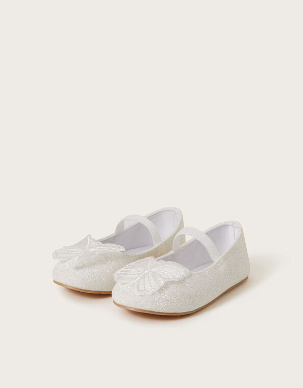 Baby Butterfly Glitter Walker Shoes, Ivory (IVORY), large