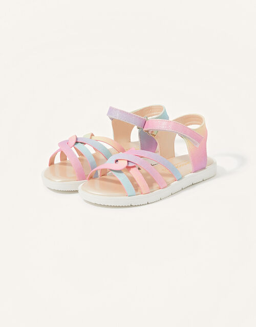 Pastel Rainbow Shimmer Sandals, Multi (MULTI), large