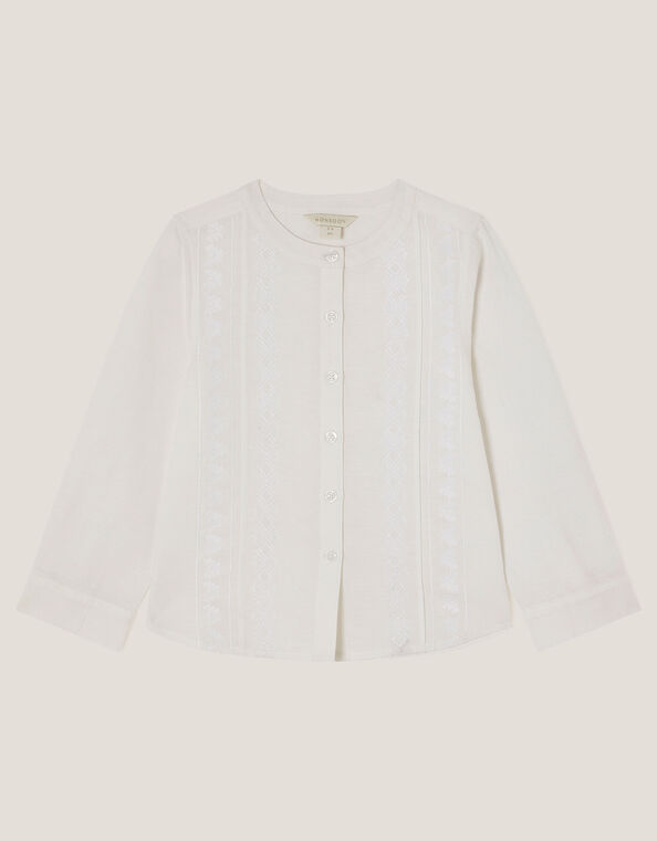 Embroidered Kurta Shirt, Ivory (IVORY), large