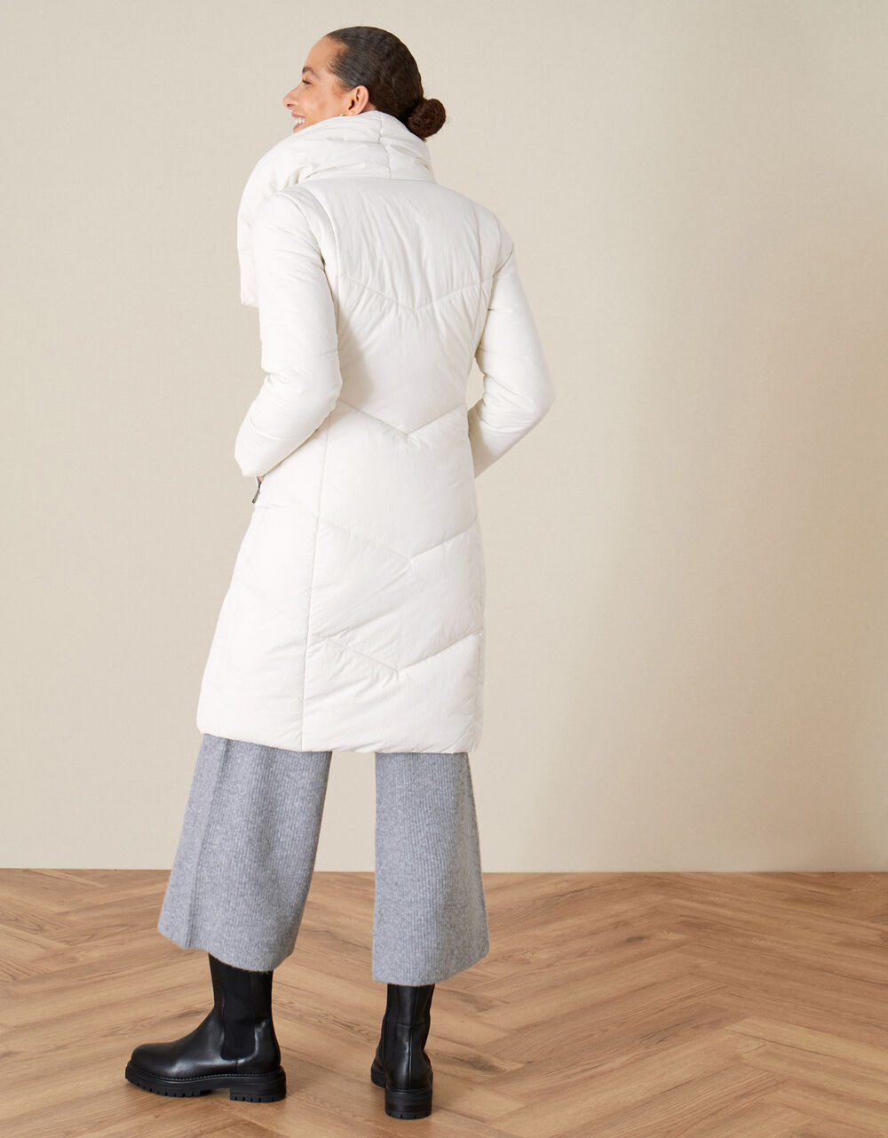 Dhalia Long Padded Coat White Women's Coats Monsoon UK.