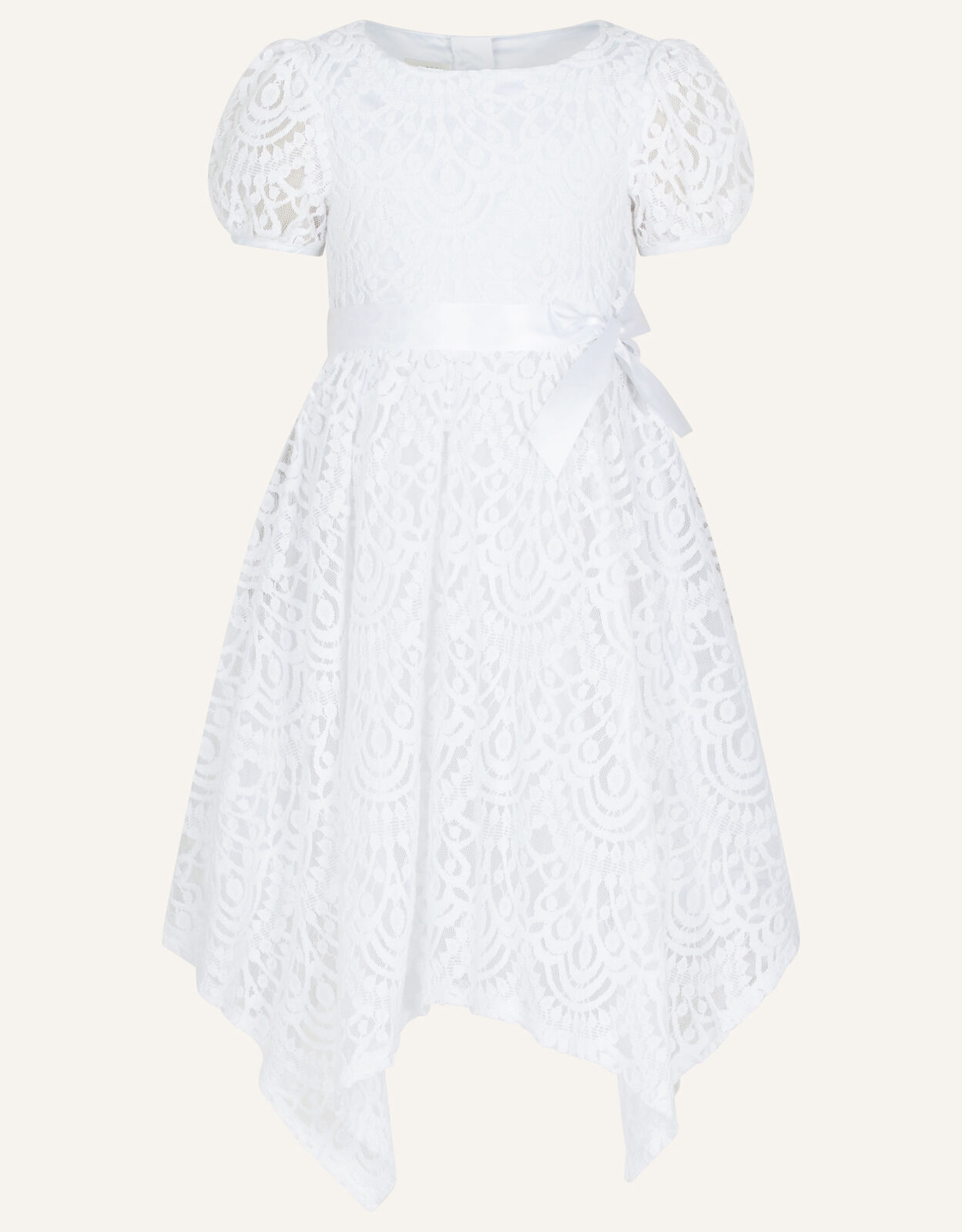 Adele Lace Puff Sleeve Communion Dress White