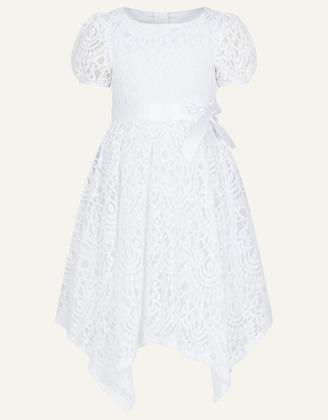Adele Lace Puff Sleeve Communion Dress White, White (WHITE), large