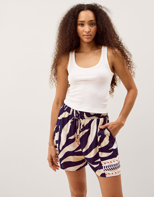 Paloma Print Shorts, Blue (NAVY), large