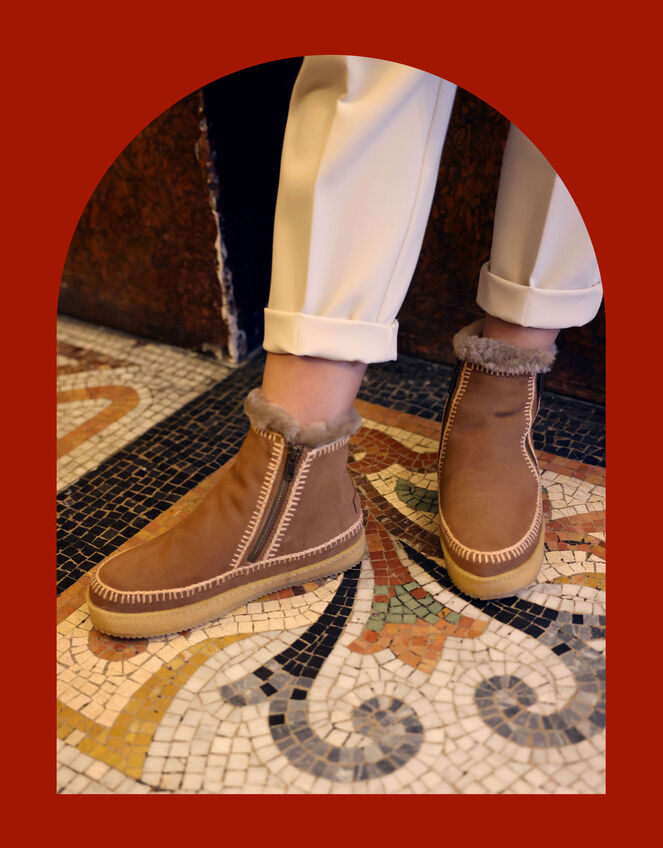 Laidback London Crochet Ankle Boots, Camel (BEIGE), large